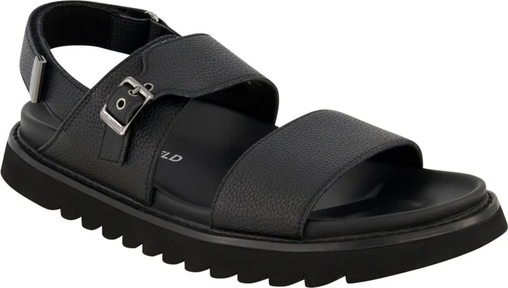 Karl Lagerfeld Paris Men's Tumbled Leather Fisherman Sandal