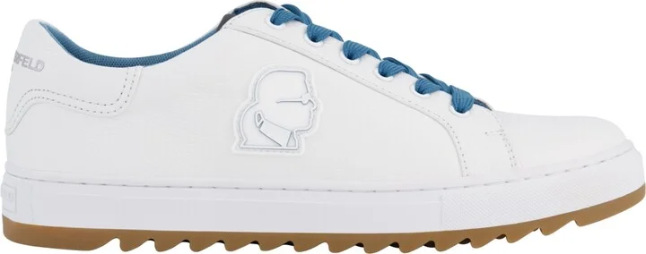 Karl Lagerfeld Paris Men's Tumbled Leather Karl Head Patch Sneakers - White, Blue - Image 2
