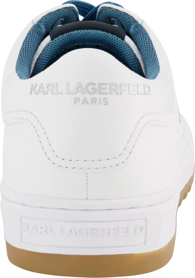 Karl Lagerfeld Paris Men's Tumbled Leather Karl Head Patch Sneakers - White, Blue - Image 3