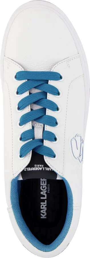 Karl Lagerfeld Paris Men's Tumbled Leather Karl Head Patch Sneakers - White, Blue - Image 5