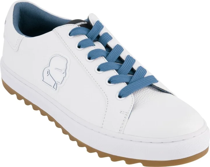 Karl Lagerfeld Paris Men's Tumbled Leather Karl Head Patch Sneakers - White, Blue