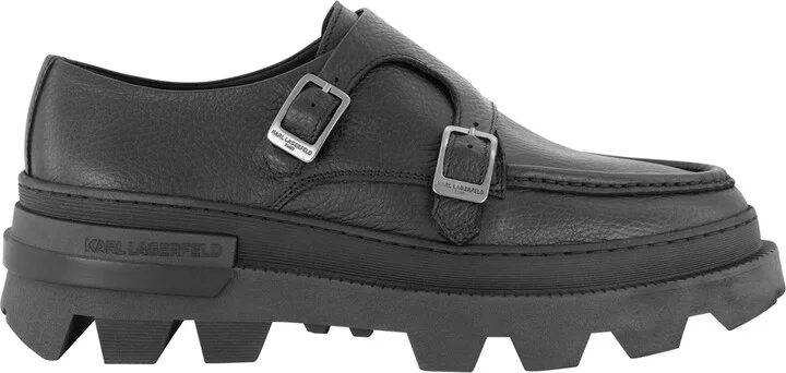 Karl Lagerfeld Paris Men's White Label Leather Double Buckle Monk Strap Loafers - Image 2