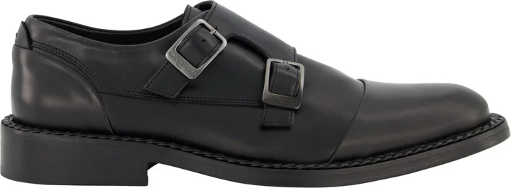 Karl Lagerfeld Paris Men's White Label Leather Double Monk Cap Toe Dress Shoes - Image 2
