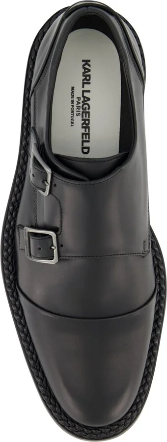 Karl Lagerfeld Paris Men's White Label Leather Double Monk Cap Toe Dress Shoes - Image 4