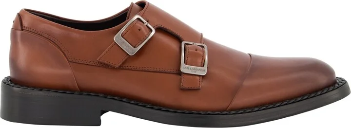 Karl Lagerfeld Paris Men's White Label Leather Double Monk Cap Toe Dress Shoes - Image 6