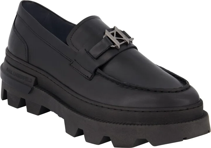 Karl Lagerfeld Paris Men's White Label Leather Lug Sole Loafers