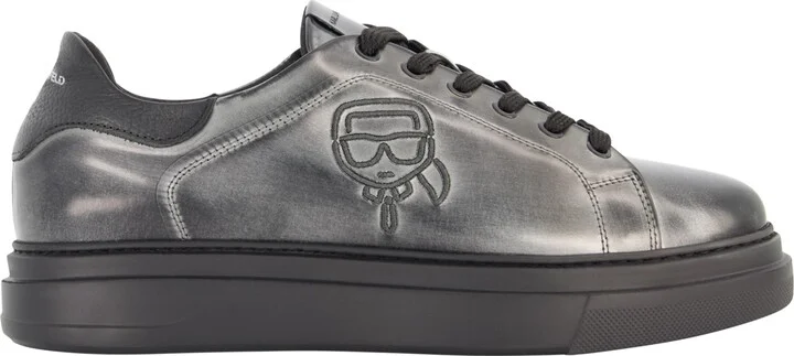Karl Lagerfeld Paris Men's White Label Metallic Leather Karl Head Profile Sneakers - Image 2