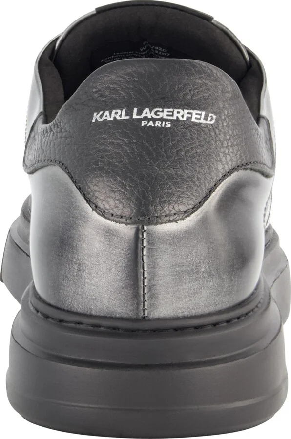 Karl Lagerfeld Paris Men's White Label Metallic Leather Karl Head Profile Sneakers - Image 3