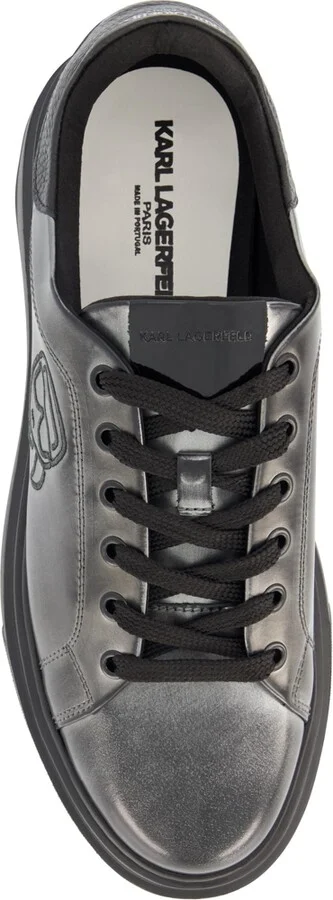 Karl Lagerfeld Paris Men's White Label Metallic Leather Karl Head Profile Sneakers - Image 4