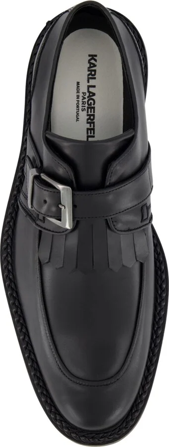 Karl Lagerfeld Paris Men's White Label Monk Strap Moc Toe with Fringe Shoes - Image 4