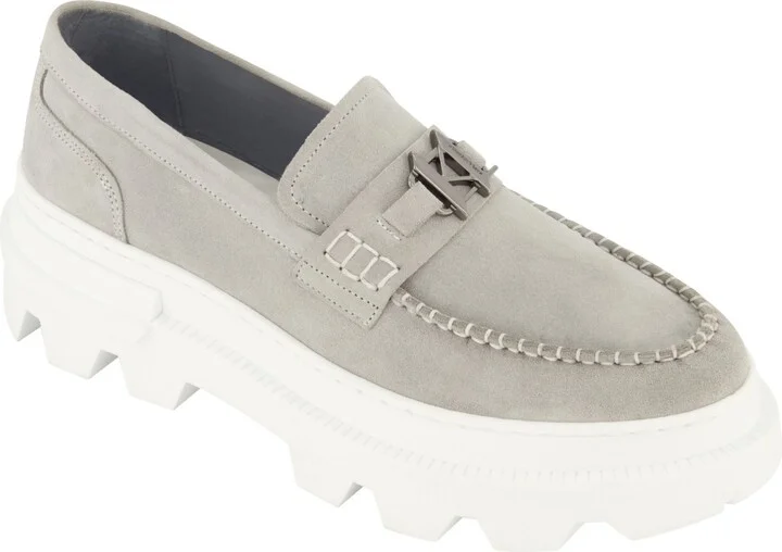 Karl Lagerfeld Paris Men's White Label Suede Kl Bit Moccasin Loafers