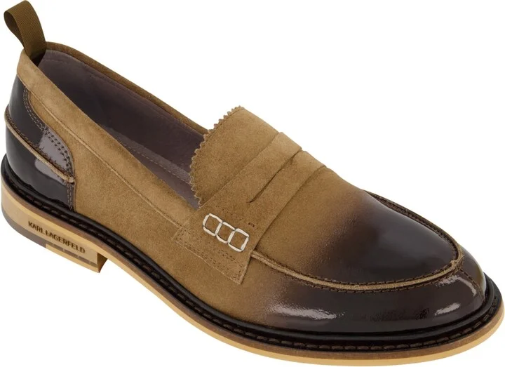 Karl Lagerfeld Paris Men's White Label Suede Penny Loafers