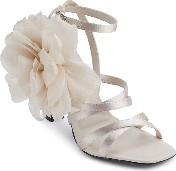 Karl Lagerfeld Paris Women's Caela Flower Embellished Dress Sandals