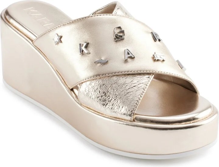 Karl Lagerfeld Paris Women's Caleigh X Band Wedge Sandals