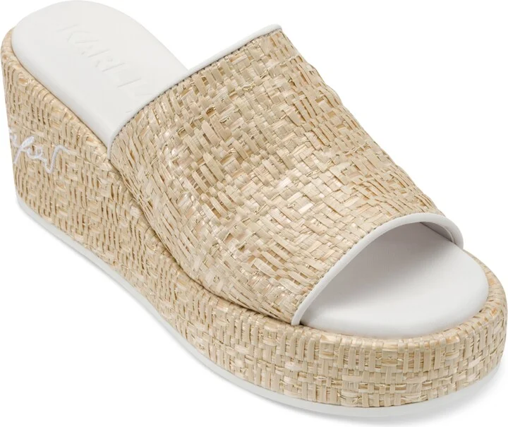 Karl Lagerfeld Paris Women's Calvina Slide Wedge Sandals - Natural/ Bright White