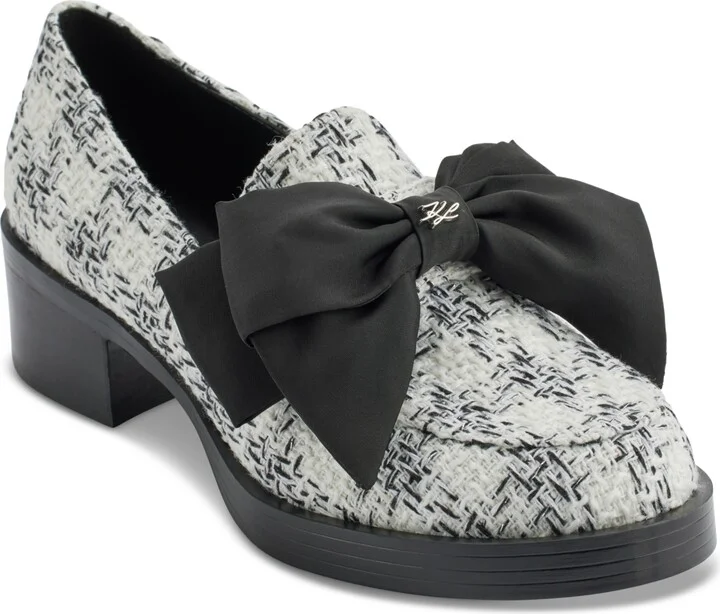 Karl Lagerfeld Paris Women's Camilia Bow Loafer Flats - White/ Black