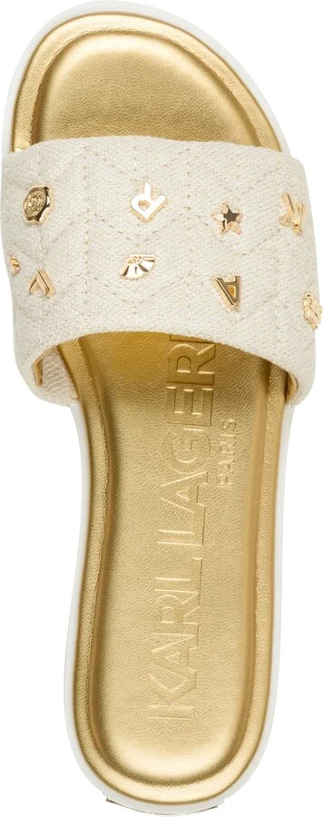 Karl Lagerfeld Paris Women's Carenza Studded Slide Sandals - Natural/ Gold - Image 4