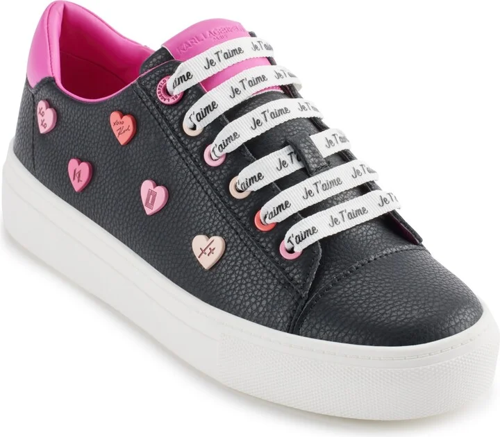 Karl Lagerfeld Paris Women's Cate Heart Pins Lace-Up Sneakers