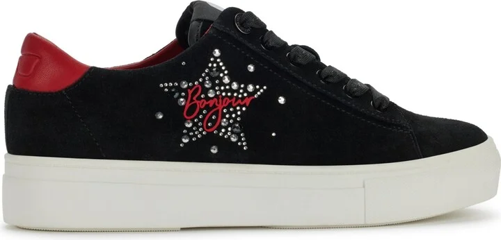 Karl Lagerfeld Paris Women's Cate Sayings Lace Up Sneakers - Black/ruby - Image 2