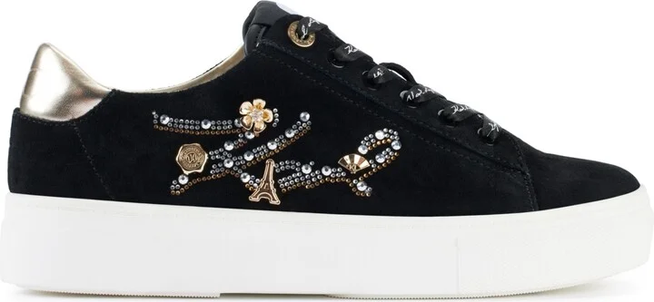 Karl Lagerfeld Paris Women's Cate Sayings Lace Up Sneakers - Black/ruby - Image 6