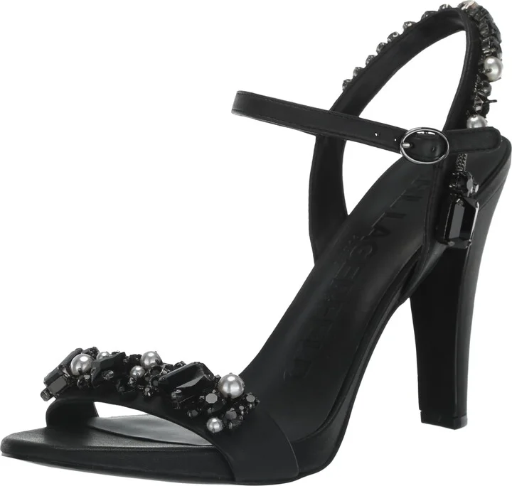 Karl Lagerfeld Paris Women's Claude Ankle Strap Dressy Heeled Sandal