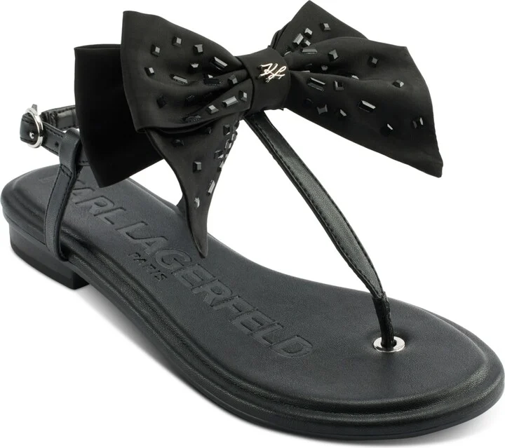 Karl Lagerfeld Paris Women's Cristi Bow Flat Sandals