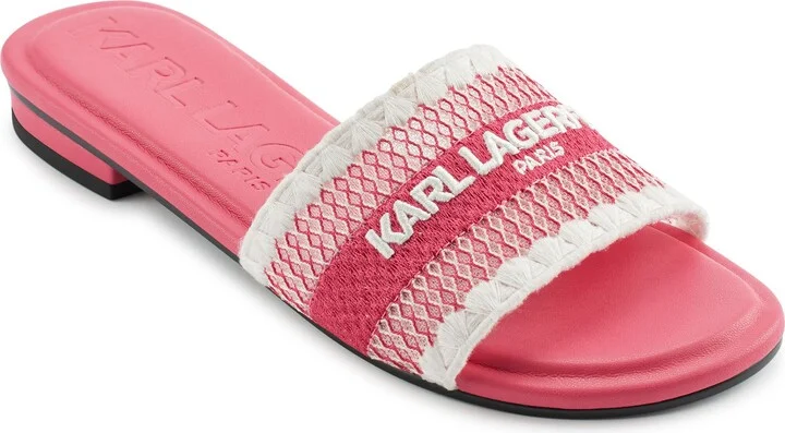 Karl Lagerfeld Paris Women's Cushioned Insole Everyday Cairra-Flat Slide Heeled Sandal