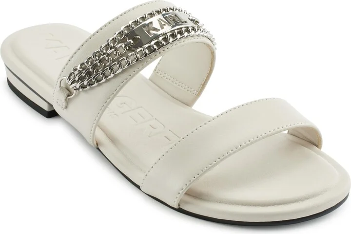 Karl Lagerfeld Paris Women's Cushioned Insole Everyday Canne-Double Band Sandal Heeled