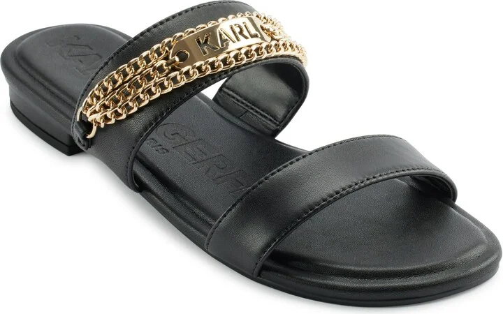 Karl Lagerfeld Paris Women's Cushioned Insole Everyday Canne-Double Band Sandal Heeled
