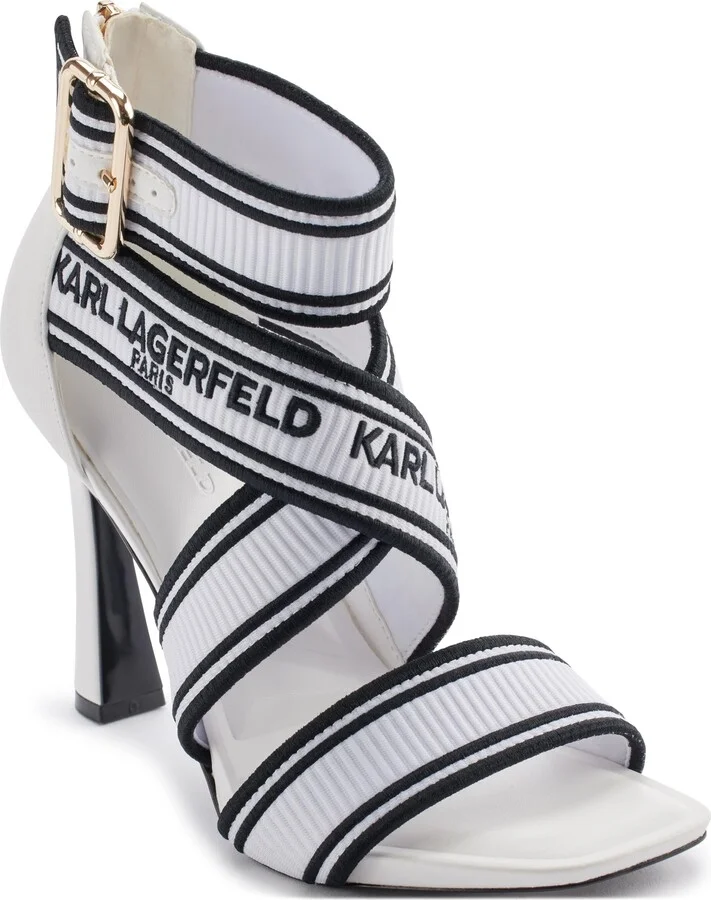 Karl Lagerfeld Paris Women's Cushioned Insole Everyday Careliz-Strappy Sandal Heeled
