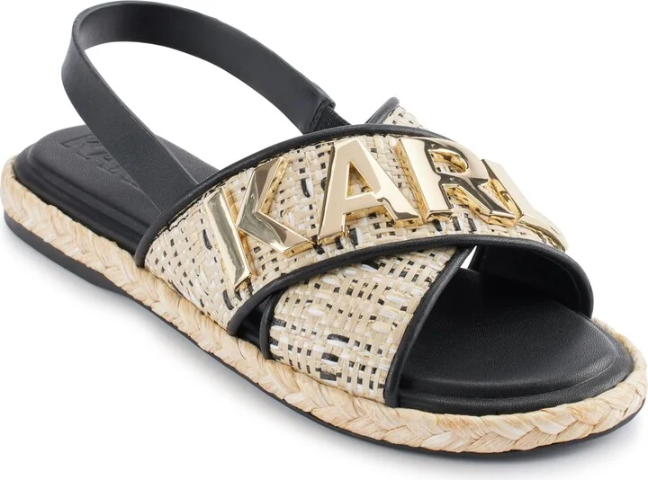 Karl Lagerfeld Paris Women's Cushioned Insole Everyday Charla-Slingback Sandal Flat