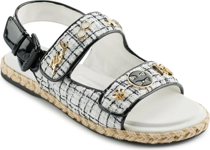 Karl Lagerfeld Paris Women's Cushioned Insole Everyday Charlay-Ankle Strappy Sandal Flat