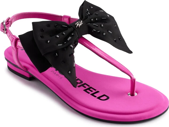 Karl Lagerfeld Paris Women's Cushioned Insole Everyday Cristi Bow-Flat Womes's Sandal Slide