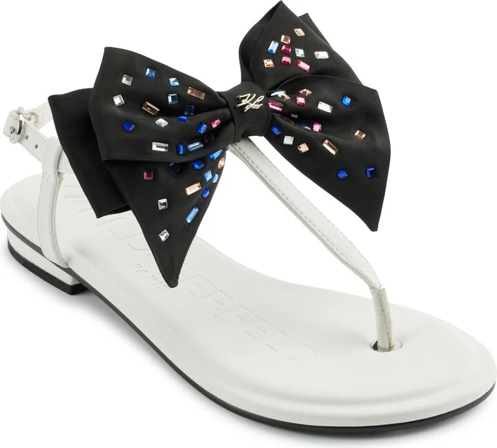 Karl Lagerfeld Paris Women's Cushioned Insole Everyday Cristi Bow-Flat Womes's Sandals Slide