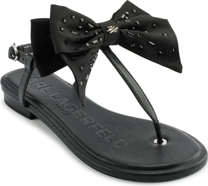 Karl Lagerfeld Paris Women's Cushioned Insole Everyday Cristi Bow-Flat Womes's Sandals Slide