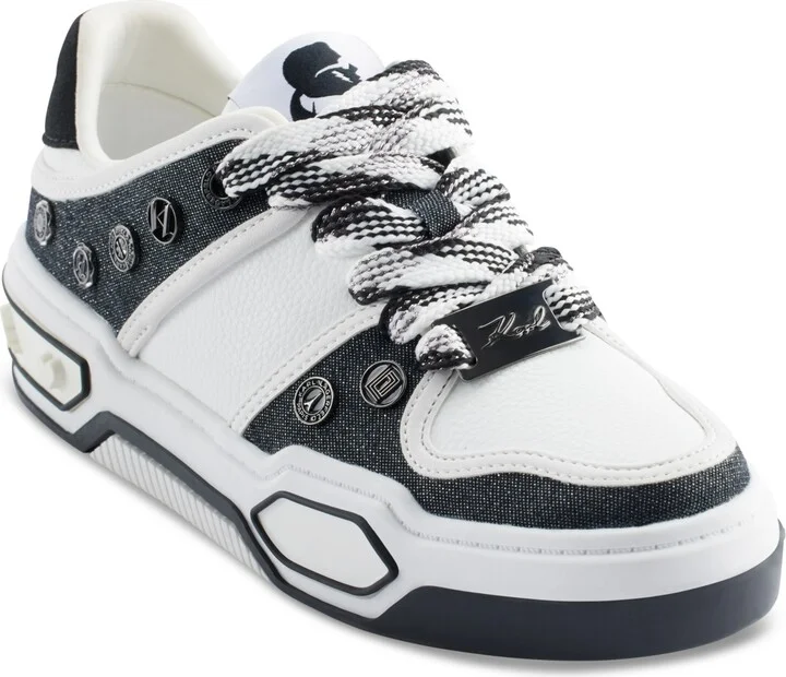 Karl Lagerfeld Paris Women's Cyndra Lace Up Sneakers - Black/ Bright White