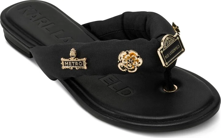Karl Lagerfeld Paris Women's Everyday Cushioned Insole Celin Floral-Flat Slide Sandal
