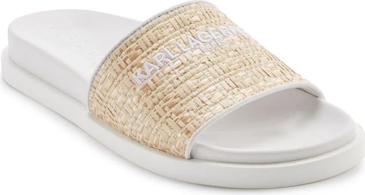 Karl Lagerfeld Paris Women's Hazlet Slide Flat Sandals - Natural, Bright White