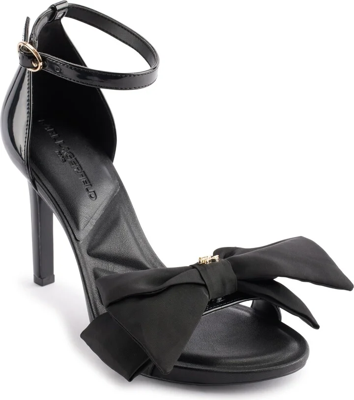 Karl Lagerfeld Paris Women's Kenz Bow Evening Ankle Strap Heeled Sandal