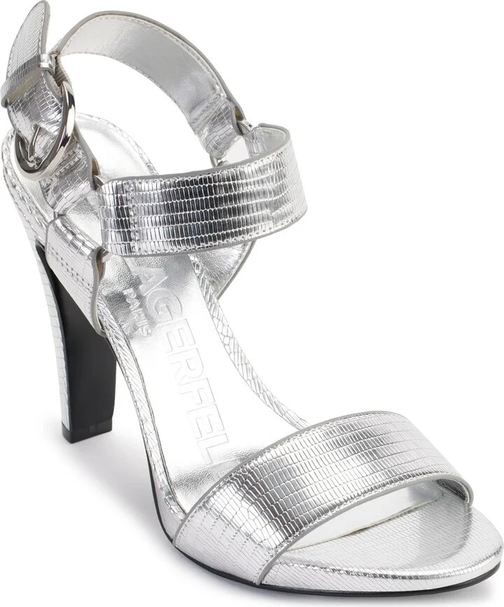 Karl Lagerfeld Paris Women's Leather Cieone Heeled Open-Toe Sandal
