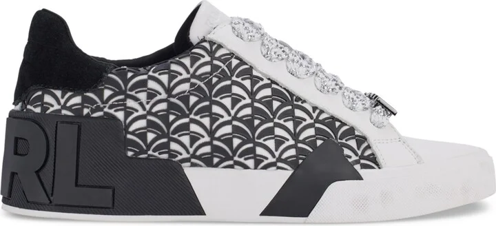 Karl Lagerfeld Paris Women's Melora Lace-Up Low-Top Sneakers - White/ Black - Image 2