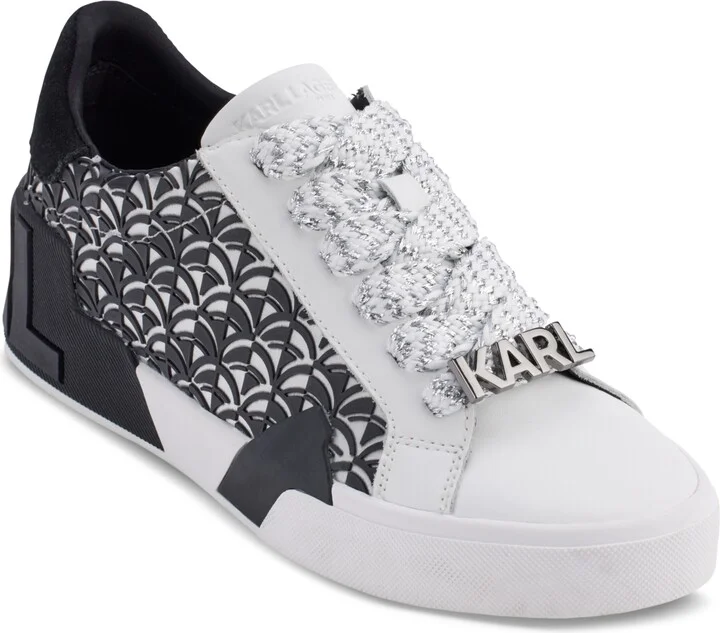 Karl Lagerfeld Paris Women's Melora Lace-Up Low-Top Sneakers - White/ Black