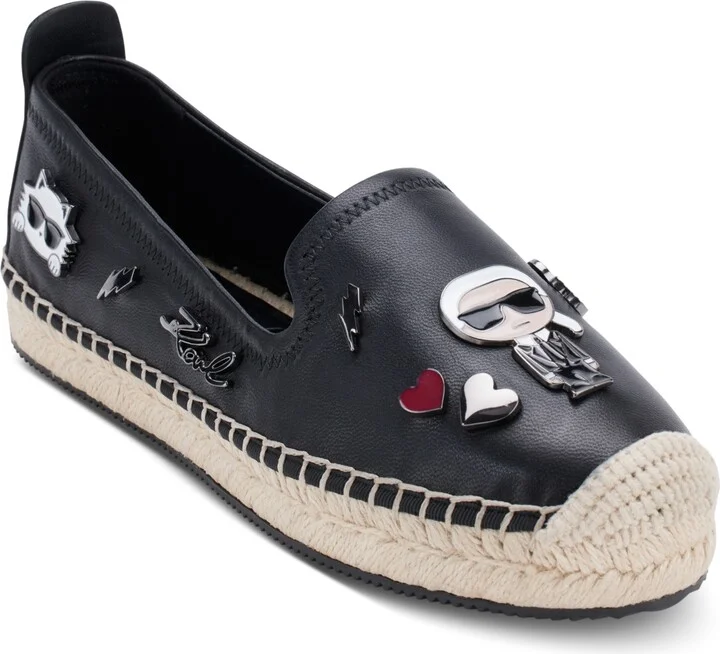 Karl Lagerfeld Paris Women's Michaela Embellished Slip-On Espadrille Flats