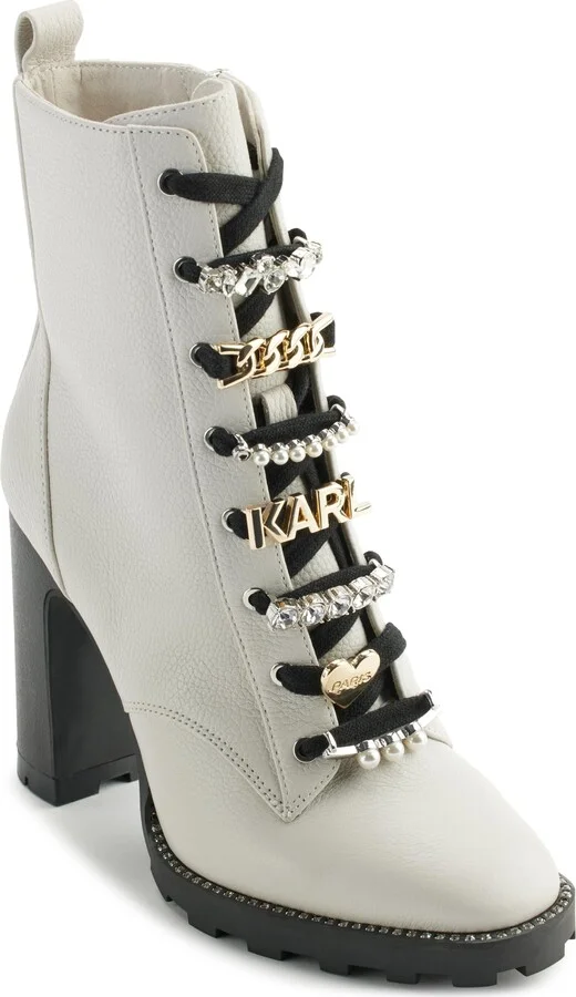 Karl Lagerfeld Paris Women's Pazi Studded Heeled Bootie Fashion Boot