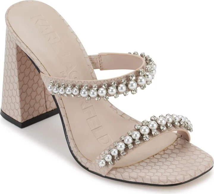 Karl Lagerfeld Paris Women's Rayan Embellished Block Heel Sandal Heeled