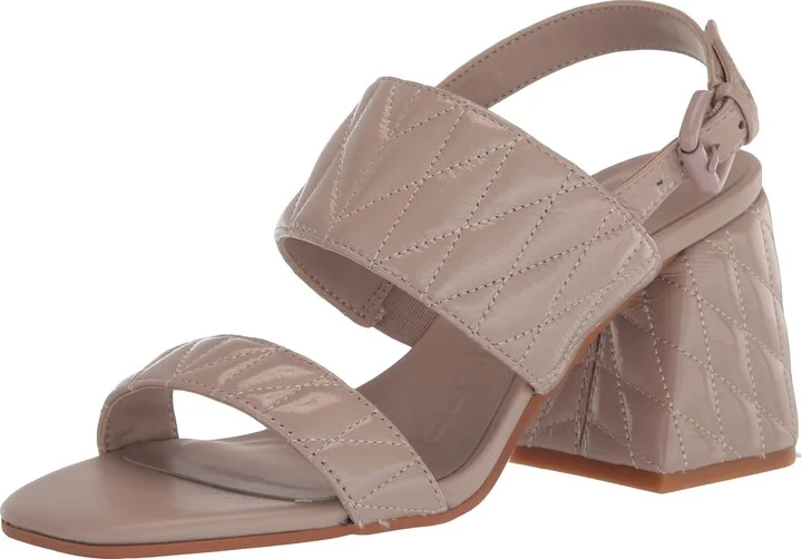 Karl Lagerfeld Paris Women's Sarina Quilted Open Toe Leather Heeled Sandal