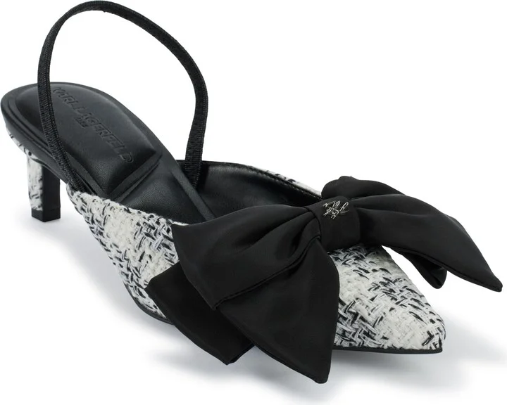 Karl Lagerfeld Paris Women's Sharla Bow Everyday Mule Heeled Sandal
