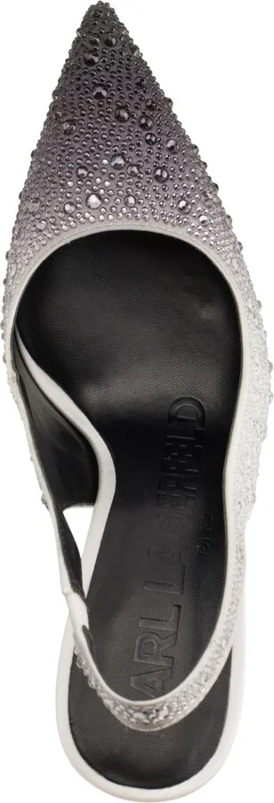 Karl Lagerfeld Paris Women's Slip-On Pointed-Toe Slingback Pumps - 005:Black/white - Image 4