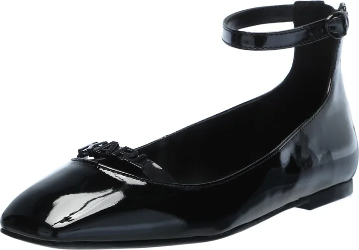 Karl Lagerfeld Paris Women's Zyvia Logo Ankle Strap Ballet Flat Sandal