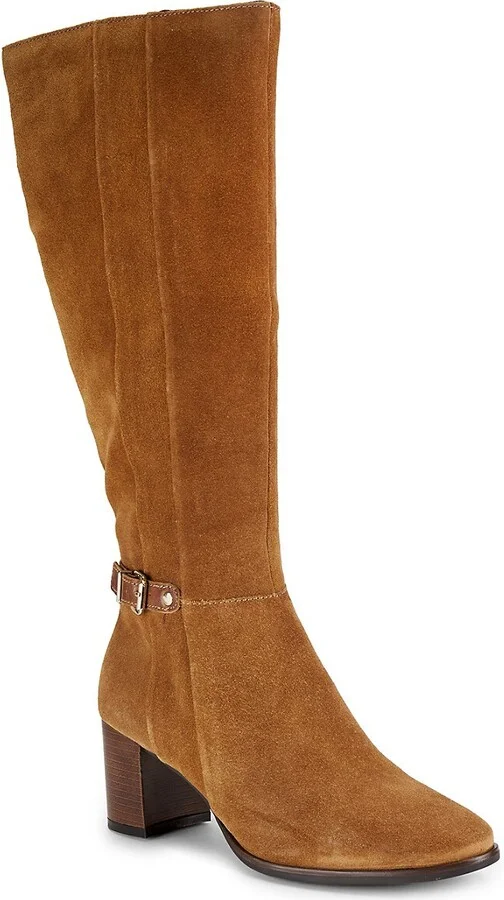 Karla 58MM Stacked Heel Suede Knee Boots - Image 2